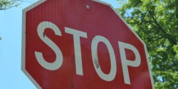 Nothing says red like a stop sign.  Oakland City, IN