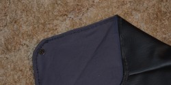 interior of black envelope clutch