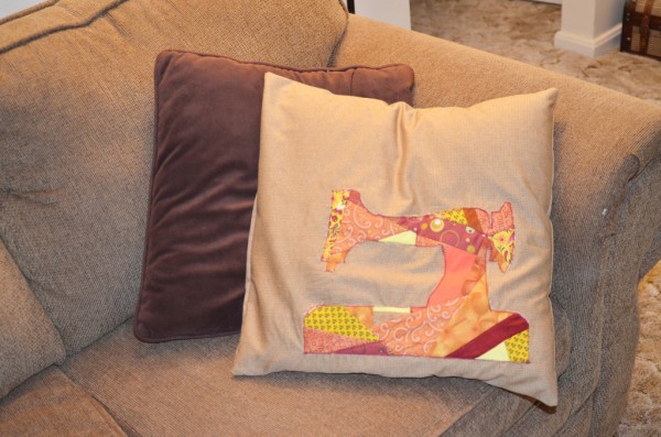 pillow case made from crazy quilted applique