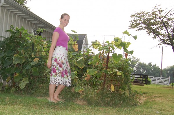 linen floral pencil skirt