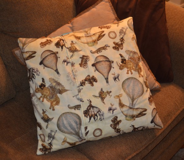 back of steampunk pillow