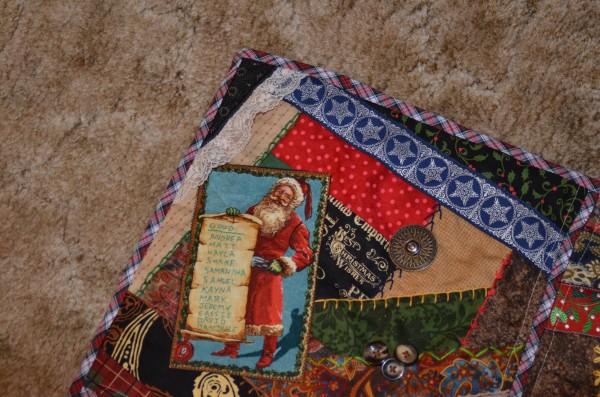 Christmas crazy quilt closeup