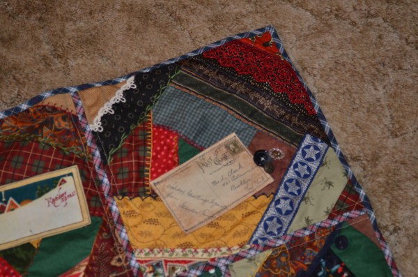 Christmas crazy quilt closeup