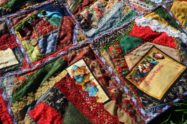 Christmas Crazy Quilt closeup