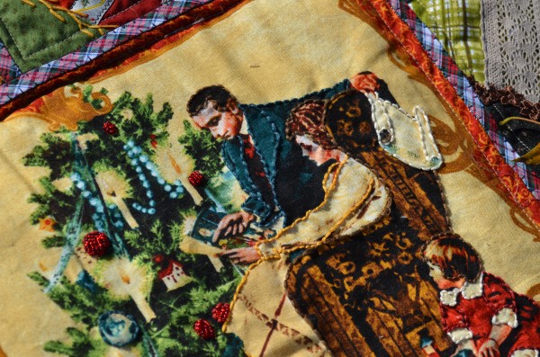 Christmas Crazy Quilt closeup