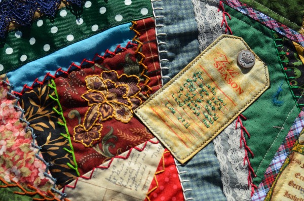 Christmas Crazy Quilt closeup