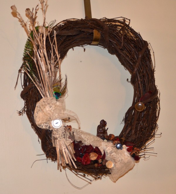 raku monk assemblage wreath