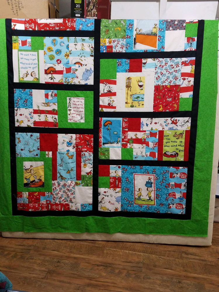Cat in the Hat Communique Quilt shared on Pinterest