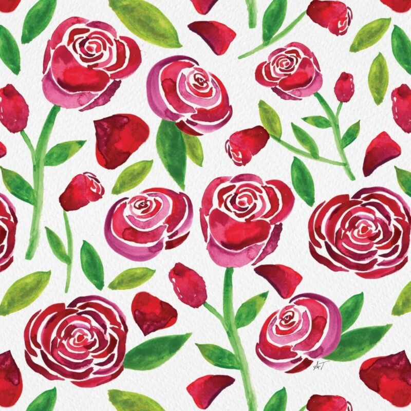 watercolor rose seamless pattern